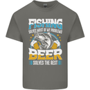 Fishing & Beer Funny Fisherman Alcohol Kids T-Shirt Childrens Charcoal