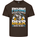 Fishing & Beer Funny Fisherman Alcohol Kids T-Shirt Childrens Chocolate