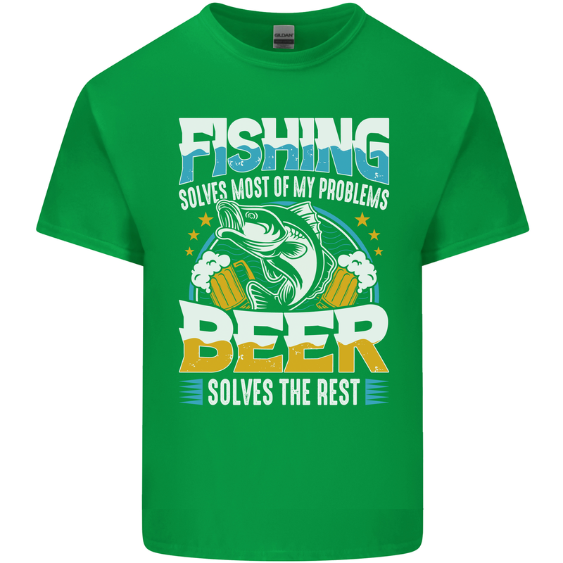 Fishing & Beer Funny Fisherman Alcohol Kids T-Shirt Childrens Irish Green