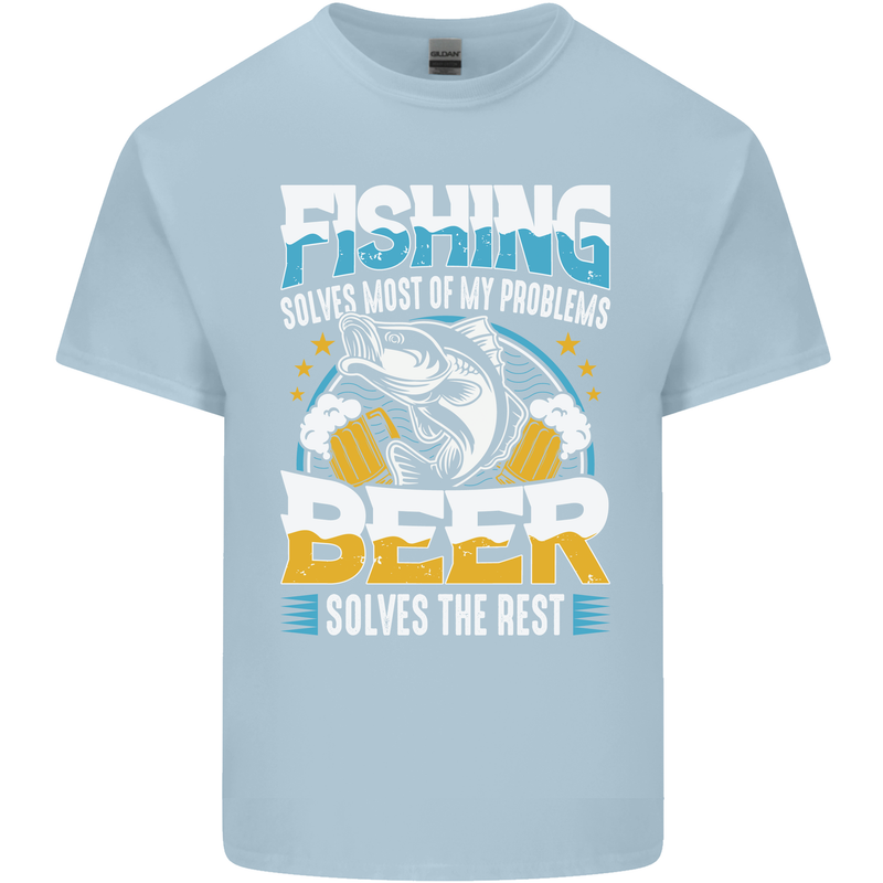 Fishing & Beer Funny Fisherman Alcohol Kids T-Shirt Childrens Light Blue