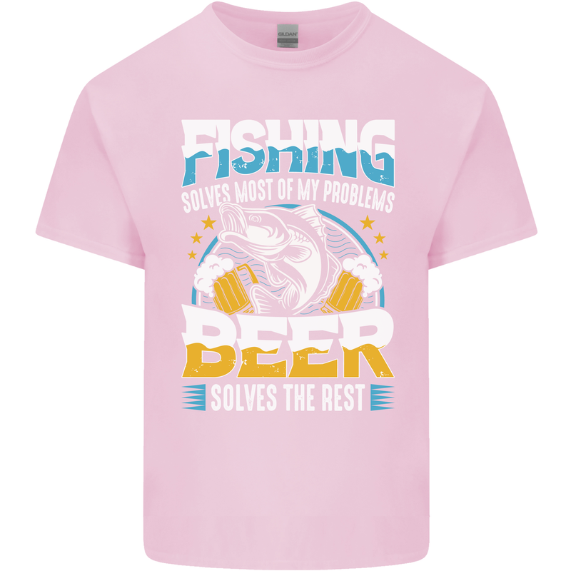 Fishing & Beer Funny Fisherman Alcohol Kids T-Shirt Childrens Light Pink