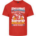 Fishing & Beer Funny Fisherman Alcohol Kids T-Shirt Childrens Red