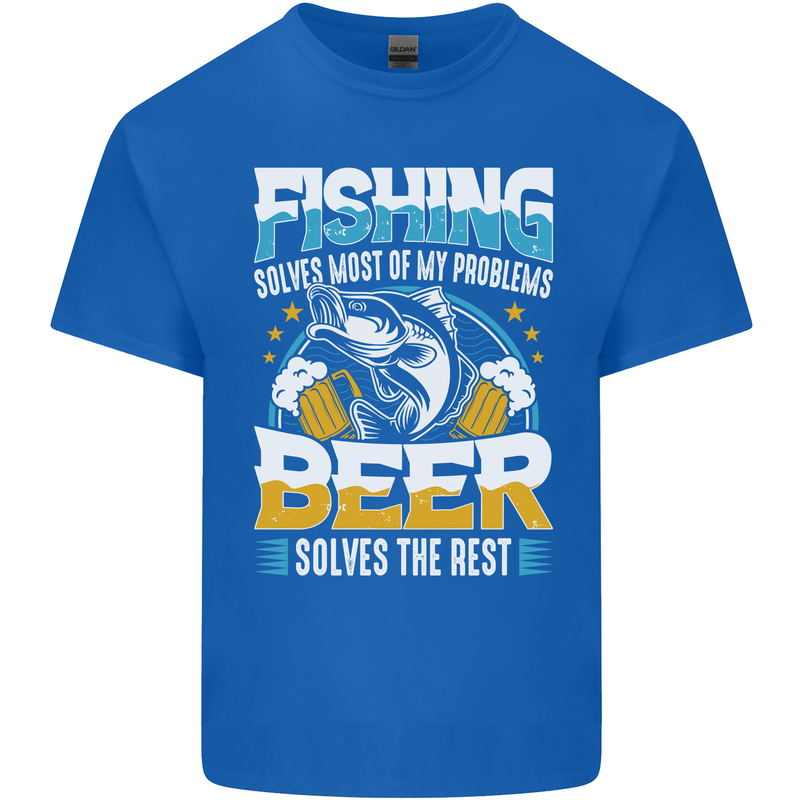 Fishing & Beer Funny Fisherman Alcohol Kids T-Shirt Childrens Royal Blue