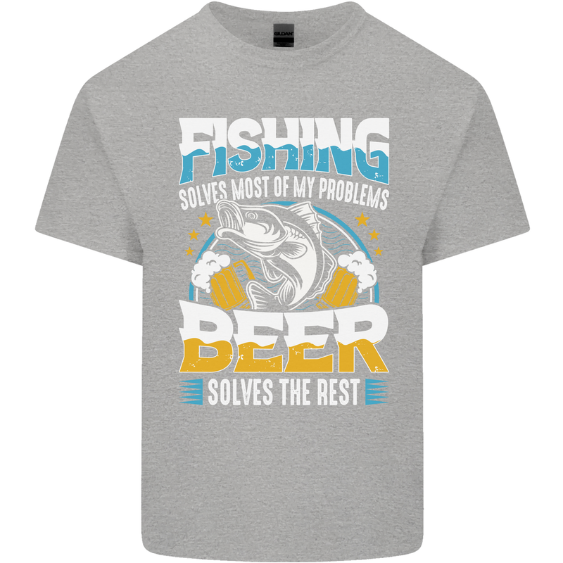 Fishing & Beer Funny Fisherman Alcohol Kids T-Shirt Childrens Sports Grey