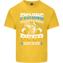 Fishing & Beer Funny Fisherman Alcohol Kids T-Shirt Childrens Yellow
