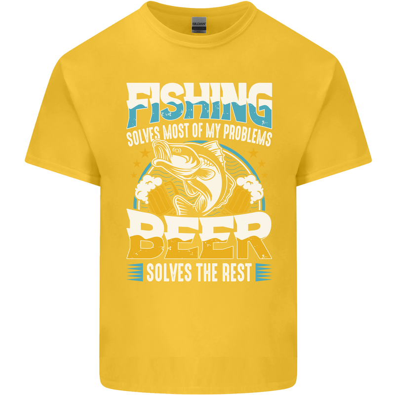 Fishing & Beer Funny Fisherman Alcohol Kids T-Shirt Childrens Yellow