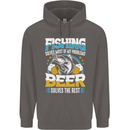 Fishing & Beer Funny Fisherman Alcohol Mens 80% Cotton Hoodie Charcoal