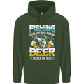 Fishing & Beer Funny Fisherman Alcohol Mens 80% Cotton Hoodie Forest Green