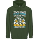 Fishing & Beer Funny Fisherman Alcohol Mens 80% Cotton Hoodie Forest Green
