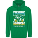 Fishing & Beer Funny Fisherman Alcohol Mens 80% Cotton Hoodie Irish Green