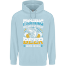 Fishing & Beer Funny Fisherman Alcohol Mens 80% Cotton Hoodie Light Blue