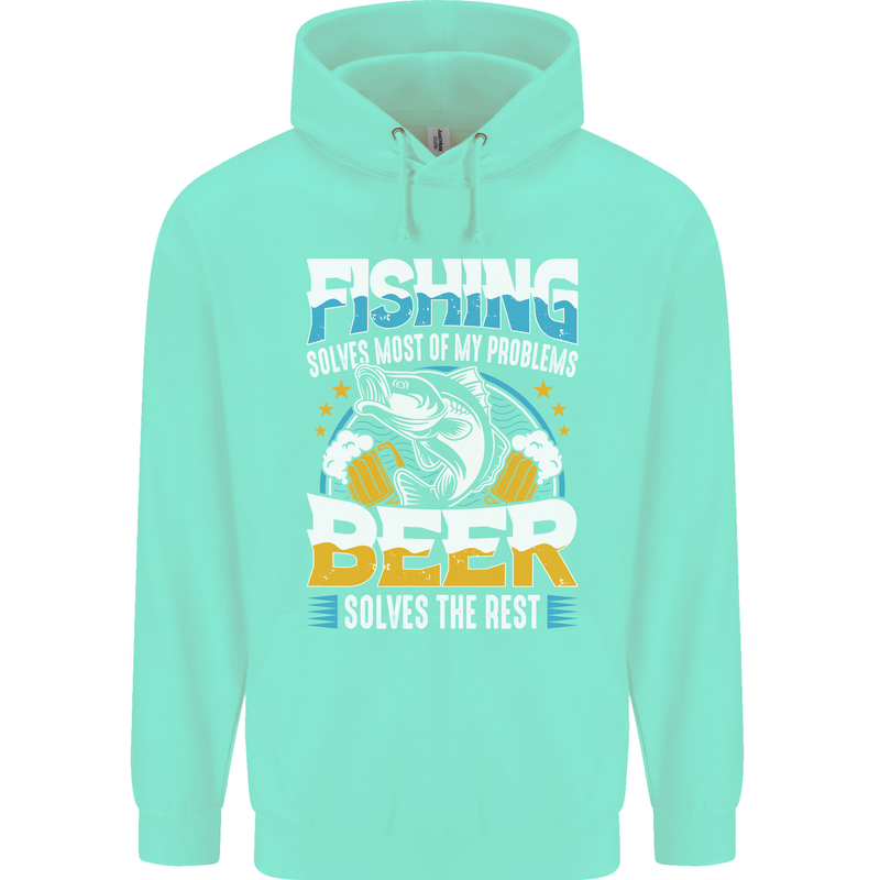 Fishing & Beer Funny Fisherman Alcohol Mens 80% Cotton Hoodie Peppermint