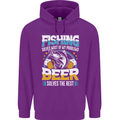 Fishing & Beer Funny Fisherman Alcohol Mens 80% Cotton Hoodie Purple