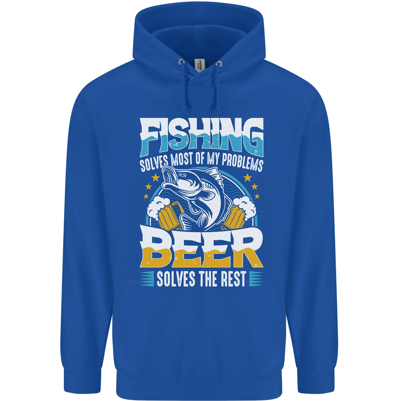 Fishing & Beer Funny Fisherman Alcohol Mens 80% Cotton Hoodie Royal Blue