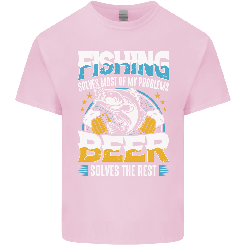 Fishing & Beer Funny Fisherman Alcohol Mens Cotton T-Shirt Tee Top Light Pink