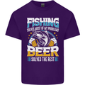 Fishing & Beer Funny Fisherman Alcohol Mens Cotton T-Shirt Tee Top Purple