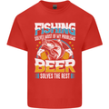 Fishing & Beer Funny Fisherman Alcohol Mens Cotton T-Shirt Tee Top Red