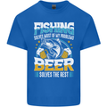 Fishing & Beer Funny Fisherman Alcohol Mens Cotton T-Shirt Tee Top Royal Blue