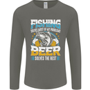 Fishing & Beer Funny Fisherman Alcohol Mens Long Sleeve T-Shirt Charcoal
