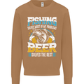 Fishing & Beer Funny Fisherman Alcohol Mens Sweatshirt Jumper Caramel Latte