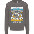 Fishing & Beer Funny Fisherman Alcohol Mens Sweatshirt Jumper Charcoal