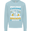Fishing & Beer Funny Fisherman Alcohol Mens Sweatshirt Jumper Light Blue