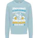 Fishing & Beer Funny Fisherman Alcohol Mens Sweatshirt Jumper Light Blue