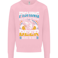 Fishing & Beer Funny Fisherman Alcohol Mens Sweatshirt Jumper Light Pink