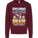 Fishing & Beer Funny Fisherman Alcohol Mens Sweatshirt Jumper Maroon