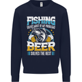 Fishing & Beer Funny Fisherman Alcohol Mens Sweatshirt Jumper Navy Blue