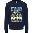Fishing & Beer Funny Fisherman Alcohol Mens Sweatshirt Jumper Navy Blue