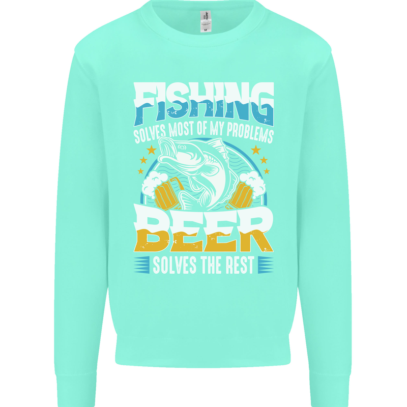 Fishing & Beer Funny Fisherman Alcohol Mens Sweatshirt Jumper Peppermint
