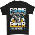 Fishing & Beer Funny Fisherman Alcohol Mens T-Shirt Cotton Gildan Black