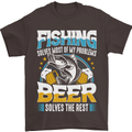 Fishing & Beer Funny Fisherman Alcohol Mens T-Shirt Cotton Gildan Dark Chocolate