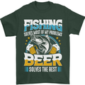 Fishing & Beer Funny Fisherman Alcohol Mens T-Shirt Cotton Gildan Forest Green