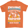 Fishing & Beer Funny Fisherman Alcohol Mens T-Shirt Cotton Gildan Orange