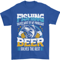 Fishing & Beer Funny Fisherman Alcohol Mens T-Shirt Cotton Gildan Royal Blue