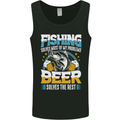 Fishing & Beer Funny Fisherman Alcohol Mens Vest Tank Top Black