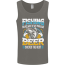 Fishing & Beer Funny Fisherman Alcohol Mens Vest Tank Top Charcoal