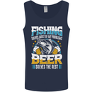 Fishing & Beer Funny Fisherman Alcohol Mens Vest Tank Top Navy Blue