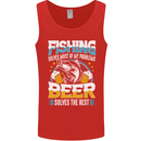 Fishing & Beer Funny Fisherman Alcohol Mens Vest Tank Top Red