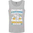 Fishing & Beer Funny Fisherman Alcohol Mens Vest Tank Top Sports Grey