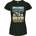 Fishing & Beer Funny Fisherman Alcohol Womens Petite Cut T-Shirt Black