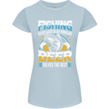 Fishing & Beer Funny Fisherman Alcohol Womens Petite Cut T-Shirt Light Blue
