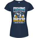Fishing & Beer Funny Fisherman Alcohol Womens Petite Cut T-Shirt Navy Blue