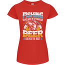 Fishing & Beer Funny Fisherman Alcohol Womens Petite Cut T-Shirt Red