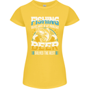 Fishing & Beer Funny Fisherman Alcohol Womens Petite Cut T-Shirt Yellow