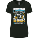 Fishing & Beer Funny Fisherman Alcohol Womens Wider Cut T-Shirt Black