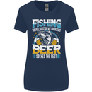Fishing & Beer Funny Fisherman Alcohol Womens Wider Cut T-Shirt Navy Blue