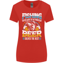 Fishing & Beer Funny Fisherman Alcohol Womens Wider Cut T-Shirt Red